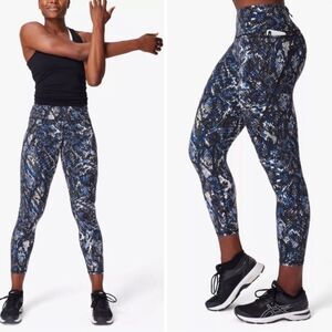 Sweaty Betty The Power 7/8 Length Blue Snake Print Activewear Leggings
